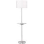 Caper Modern Floor Lamp with USB and AC Power Outlet on Table Glass Satin Steel White Fabric Drum Shade for Living Room - 360 Lighting