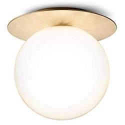 Industrial Flush Mount Ceiling Light E26 Glass Globe Fixture Lights Farmhouse Brushed Brass Ceiling Lamp for Dining Room Bed Room Copper Cream