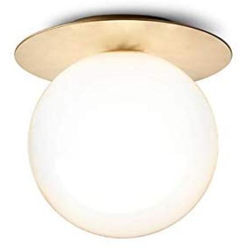 Industrial Flush Mount Ceiling Light E26 Glass Globe Fixture Lights Farmhouse Brushed Brass Ceiling Lamp for Dining Room Bed Room Copper Cream