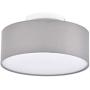 Ceiling Light Modern Fabric Pendant Light Shade Flush Mount, Large Grey Drum Lampshade, Round Pendant Lamp, for Bedroom Living Room, Flush Chrome Matt, 3 Bulb, E26