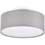 Ceiling Light Modern Fabric Pendant Light Shade Flush Mount, Large Grey Drum Lampshade, Round Pendant Lamp, for Bedroom Living Room, Flush Chrome Matt, 3 Bulb, E26