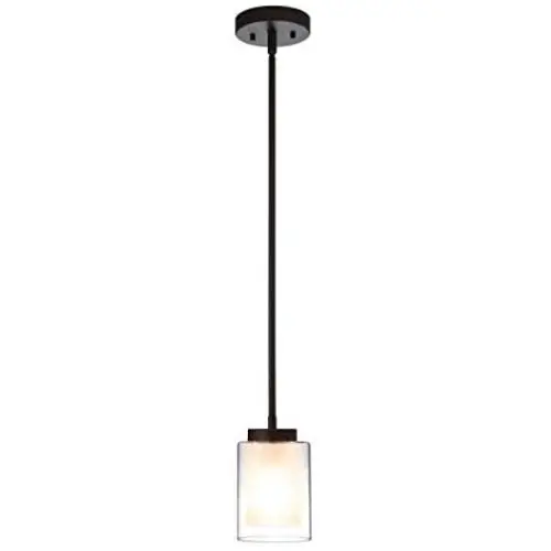 XiNBEi Lighting Pendant Lighting Modern 1 Light Mini Pendant Light with Dual Glass in Dark Bronze, Adjustable Hanging Ceiling Light for Kitchen & Living Room XB-P1195-DB