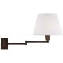 Clement Industrial Swing Arm Wall Lamps Set of 2 Oil Rubbed Bronze Plug-in Light Fixture White Linen Empire Shade for Bedroom Bedside Living Room Reading - 360 Lighting