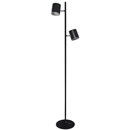 DAC Floor Lamp Standing Lamp - 2 LED Lamp Heads - Warm Yellow Light - Mid Century Modern Standing Light for Minimalist Contemporary Decor - for Living Room, Bedroom, Kids Room, Office – Black