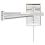 Clement Modern Swing Arm Wall Lamps Set of 2 Sleek Chrome Plug-in Light Fixture White Linen Empire Shade for Bedroom Bedside Living Room Reading - 360 Lighting