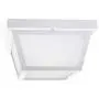 CORAMDEO 9.25” Square Ceiling Light, Porch Light, Entry, Outdoor Hallway, Damp Location, Built in LED Gives 125W of Light, 1200 Lumens, 3K, White Powder Coat Finish with Frosted Glass