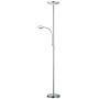 HomeFocus LED Floor Lamp with Reading Lamp,Floor Lamp for Living Room,Bedroom,Office,Reading,Sky Torchiere Floor Lamps,18W+4W Energy Saving,Dimmable,Metal,Satin Nickel