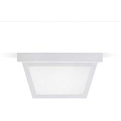 CORAMDEO 9.25” Square Ceiling Light, Porch Light, Entry, Outdoor Hallway, Damp Location, Built in LED Gives 125W of Light, 1200 Lumens, 3K, White Powder Coat Finish with Frosted Glass