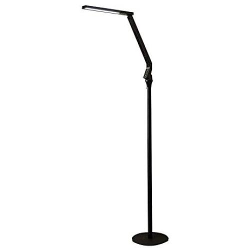 BXZ Modern Led Floor Lamp, Adjustable Black Floor Light with Swing Arm, Touch-Sensitive Switch, 3 Color Temperatures, 5 Brightness Levels, Metal Reading Lamp for Living Room, Bedroom, Office