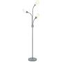 Catalina Lighting 21430-000 Modern 3 Floor Lamp with Adjustable Reading Lights Silver Base and White Shades, 70.25''