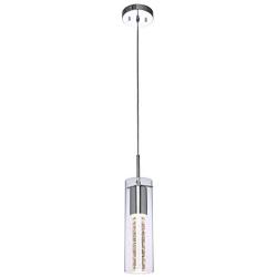 XiNBEi Lighting Pendant Lighting 1 Light Mini Pendant Lights with Glass and Bubble Crystal, Modern Chrome Hanging Pendant Light with LED Bulb for Kitchen & Dining Room XB-P1110-CH