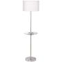 Caper Modern Floor Lamp with USB and AC Power Outlet on Table Glass Satin Steel White Fabric Drum Shade for Living Room - 360 Lighting