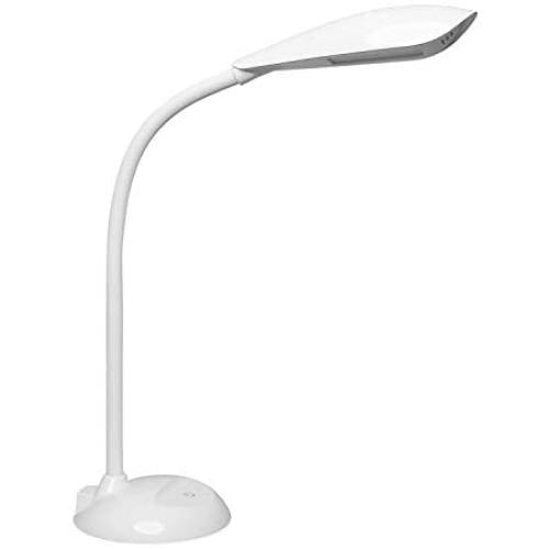 ANNAITE LED Desk Lamp 4.4w Energy Saving Table Lamp Space Saving Easy to Carry Flexible Gooseneck Eye Caring Dimmable Reading Light 3 Brightness Levels Touch Control FCC Listed (White)