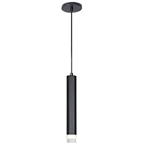 MOTINI 1-Light LED Pendant Light Adjustable Height Mini Modern Black Pendant Light Fixture for Kitchen Island Dining Room Bedroom, 7W Warm White 3000K