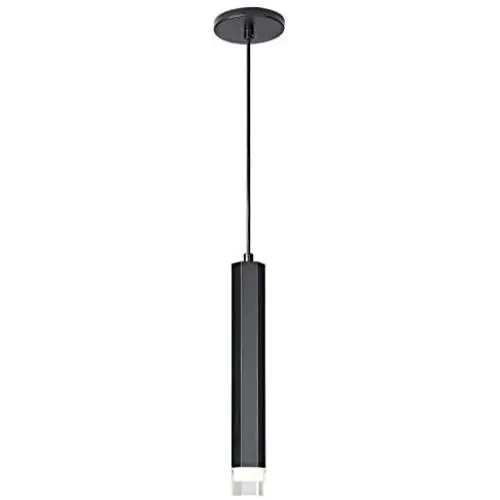 MOTINI 1-Light LED Pendant Light Adjustable Height Mini Modern Black Pendant Light Fixture for Kitchen Island Dining Room Bedroom, 7W Warm White 3000K