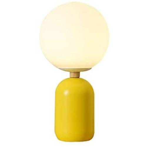 GlanzLight GL-63952-Y,Modern Glass Table Lamp, Nordic Ambient Reading Light Fixtures, Creative Macarons Table Lights with White Shade for Bedroom/Living Room/Study Room/Girls Room
