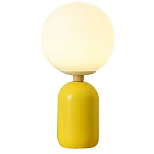 GlanzLight GL-63952-Y,Modern Glass Table Lamp, Nordic Ambient Reading Light Fixtures, Creative Macarons Table Lights with White Shade for Bedroom/Living Room/Study Room/Girls Room