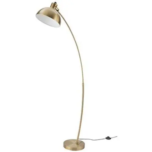Archiology Arc Floor Lamp, Modern Adjustable Metal Floor Lamp with Antique Brass Shade for Living, Family Room, Office, Bedroom (61'')