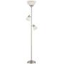 Ellery Modern Torchiere Floor Lamp 3-Light Brushed Steel Frosted White Glass Shades for Living Room Reading Bedroom Office - 360 Lighting