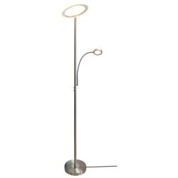 HomeFocus LED Floor Lamp with Reading Lamp,Floor Lamp for Living Room,Bedroom,Office,Reading,Sky Torchiere Floor Lamps,18W+4W Energy Saving,Dimmable,Metal,Satin Nickel