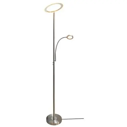 HomeFocus LED Floor Lamp with Reading Lamp,Floor Lamp for Living Room,Bedroom,Office,Reading,Sky Torchiere Floor Lamps,18W+4W Energy Saving,Dimmable,Metal,Satin Nickel HomeFocus LED Floor Lamp with Reading Lamp,Floor Lamp for Living Room,Bedroom,Office,Reading,Sky Torchiere Floor Lamps,18W+4W Energy Saving,Dimmable,Metal,Satin Nickel