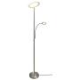 HomeFocus LED Floor Lamp with Reading Lamp,Floor Lamp for Living Room,Bedroom,Office,Reading,Sky Torchiere Floor Lamps,18W+4W Energy Saving,Dimmable,Metal,Satin Nickel