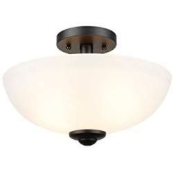 Amazon Brand - Ravenna Home 2-Light Semiflush-Mount Ceiling Light with Frosted Glass Shade, 8.3''H, Dark Bronze