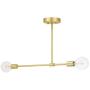 XiNBEi Lighting Semi Flush Mount Ceiling Light, Vintage Sputnik Satin Brass Close to Ceiling with 2 LED Bulb for Bedroom Living Room XB-SF1234-2-SB-G30