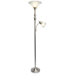 Elegant Designs LF2003-BSN 2 Light Mother Daughter White Marble Glass Floor Lamp, Brushed Nickel