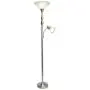 Elegant Designs LF2003-BSN 2 Light Mother Daughter White Marble Glass Floor Lamp, Brushed Nickel