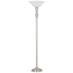 Amazon Brand – Ravenna Home Frosted Glass Living Room Standing Floor Lamp with LED Light Bulb - 69.75 Inches, Brushed Nickel