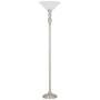 Amazon Brand – Ravenna Home Frosted Glass Living Room Standing Floor Lamp with LED Light Bulb - 69.75 Inches, Brushed Nickel