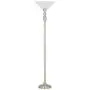 Amazon Brand – Ravenna Home Frosted Glass Living Room Standing Floor Lamp with LED Light Bulb - 69.75 Inches, Brushed Nickel