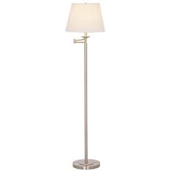 Amazon Brand – Ravenna Home Swing Arm Living Room Floor Lamp With LED Light Bulb - 58 Inches, Brushed Steel