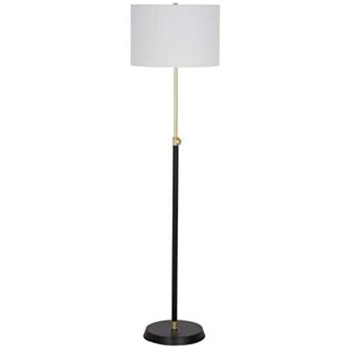 Amazon Brand – Stone & Beam Mid-Century Modern Henley Living Room Standing Floor Lamp with LED Light Bulb - 15 x 15 x 58 Inches, Matte Black and Antique Brass