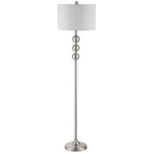 WINGBO 63” Metal LED Free Standing Floor Lamp with Stacked Ball Contemporary, Transitional for Bedrooms, Living Room, Office, Reading Mercury Silver