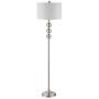 WINGBO 63” Metal LED Free Standing Floor Lamp with Stacked Ball Contemporary, Transitional for Bedrooms, Living Room, Office, Reading Mercury Silver
