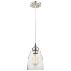 Gruenlich Pendant Lighting Fixture for Kitchen and Dining Room, Hanging Ceiling Lighting Fixture, E26 Medium Base, Metal Construction with Clear Glass, Bulb not Included, 2-Pack (Nickel Finish)