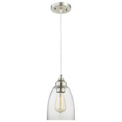 Gruenlich Pendant Lighting Fixture for Kitchen and Dining Room, Hanging Ceiling Lighting Fixture, E26 Medium Base, Metal Construction with Clear Glass, Bulb not Included, 2-Pack (Nickel Finish)