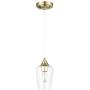 CO-Z Antique Brushed Brass Pendant Light Adjustable, Modern Clear Glass Mini Pendant Lighting, 1 Light Pendant Gold Ceiling Light Fixture for Kitchen Island Entryway Foyer Dining Room Living Room