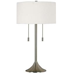 Kenroy Home Kenroy 21404BS Transitional Two Light Table Lamp from Stowe collection in Pwt, Nckl, B/S, Slvr. finish, 17.00 inches, Brushed Steel