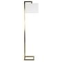 Henn&Hart FL0330 Modern Angular Lines in A Brass Finish, with White Linen Square Shade, for Living Room, Bedroom, Office Contemporary Minimalist Floor Lamp, Gold