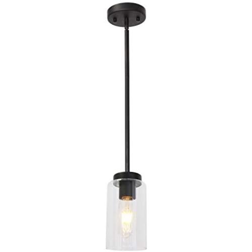 VINLUZ One Light Chandeliers Modern Clear Glass Pendant Lighting Black Dining Room Lighting Fixtures Hanging Contemporary Lamp Semi Flush Mount Ceiling Lights VINLUZ One Light Chandeliers Modern Clear Glass Pendant Lighting Black Dining Room Lighting Fixtures Hanging Contemporary Lamp Semi Flush Mount Ceiling Lights