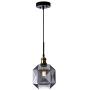 Pendant Lighting Polygonal Smoky Gray Glass Adjustable Hanging Ceiling Light for Dining Room 1-Light Black Finish