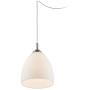 Brushed Nickel Plug in Mini Swag Pendant Light 9'' Wide Modern Opal Glass Shade Fixture for Kitchen Island Dining Room - Possini Euro Design