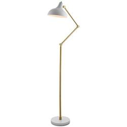 Floor Lamp Foldable Floor Lamp Swing Arm Standing Lamp with Electroplated Copper Base Adjustable Head Reading Light for Living Room Bedroom Standard Lamp (Color : Gray, Size : 63.3''H)