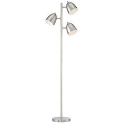 Aaron Modern Retro Floor Lamp 3-Light Tree Brushed Nickel Swivel Heads for Living Room Reading Bedroom Office - 360 Lighting