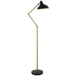 Floor lamp Foldable Floor Lamp Swing Arm Standing Lamp with Electroplated Copper Base Adjustable Head Reading Light for Living Room Bedroom Standing Lamp (Color : Black, Size : 63.3'' H)