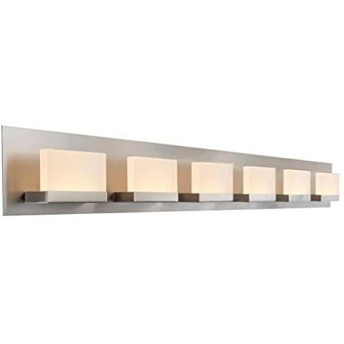 Kira Home Everett 48'' Modern 6-Light 38W Integrated LED (360W eq.) Bathroom/Vanity Light, Rectangular Acrylic Lenses, Energy Efficient, Eco-Friendly, 3000k Warm White Light, Brushed Nickel Finish