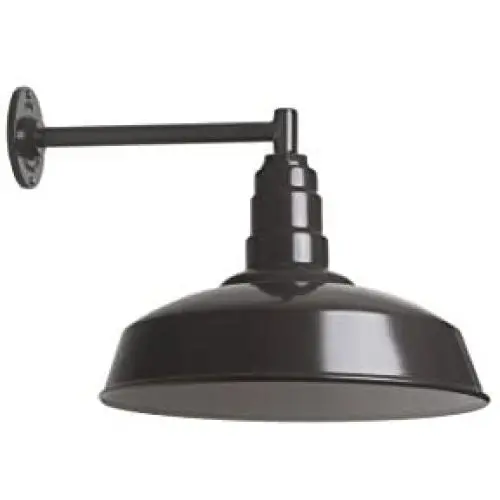 The Gardena Straight Arm Barn Light | Standard Warehouse Steel Dome on a Straight Arm | Barn Lighting and Farmhouse Lighting | Made in America (11'' Straight Arm, Dark Bronze)